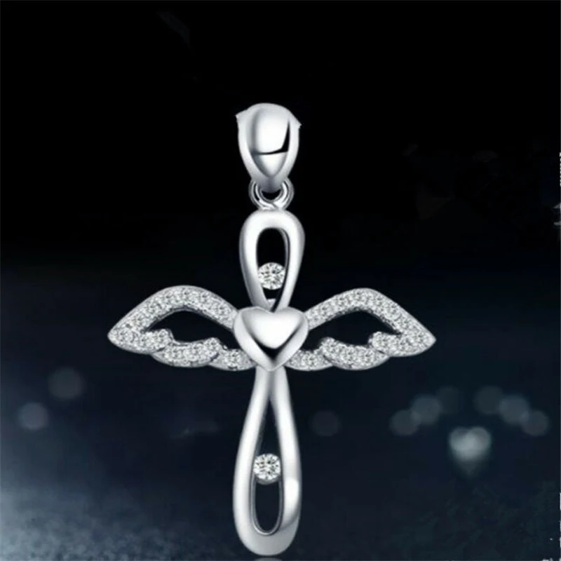 

Ожерелье Милые крылья крест кулон колье ювелирные изделия из жемчуга для женщин с «крыльями ангела» цепи вечерние свадебные подарки