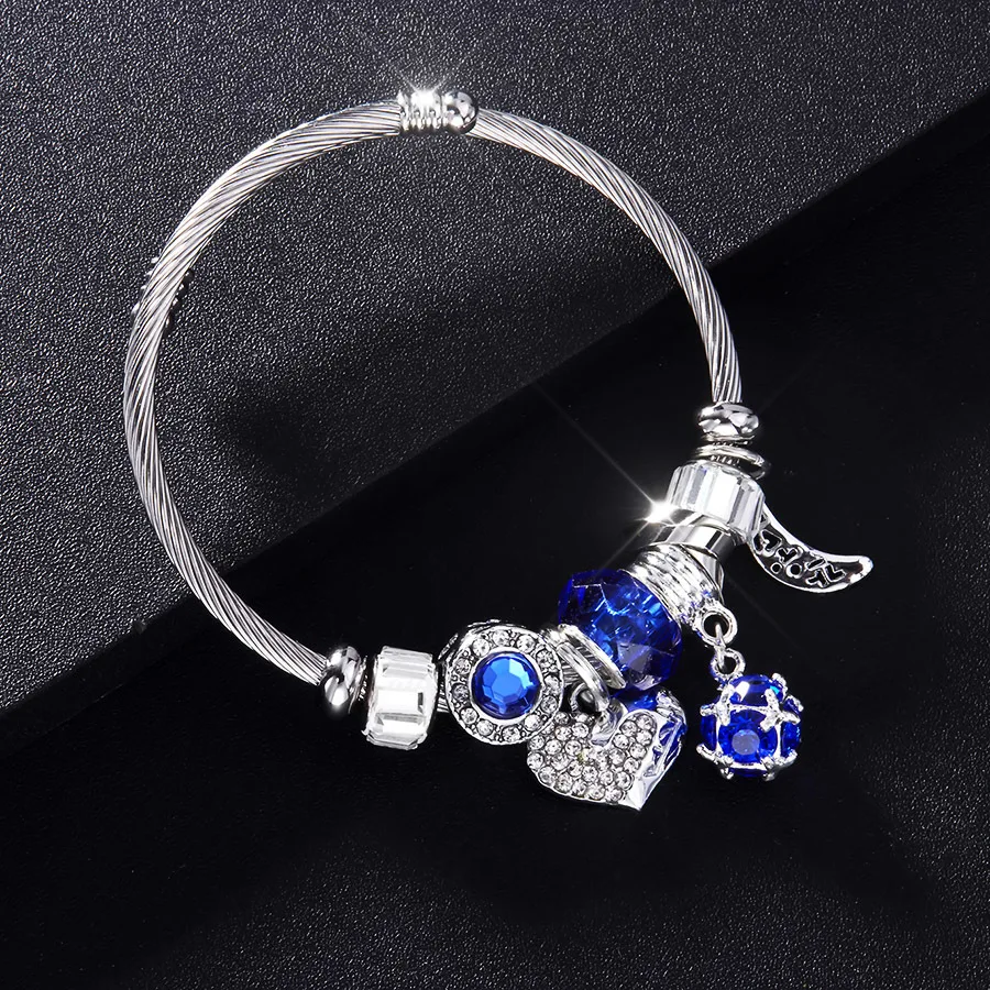 Браслет RAVIMOUR Love Heart DIY, браслет из хрустальных бусин, амулеты, браслеты и браслеты, модные индийские ювелирные изделия, стальная цепочка, браслет, Фирменный подарок