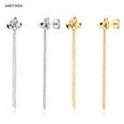 Женские серьги-гвоздики с цветком ANDYWEN, серьги из стерлингового серебра 925 пробы с золотистой камилой, роскошные ювелирные украшения в подарок, украшения для вечевечерние в стиле рокпанк