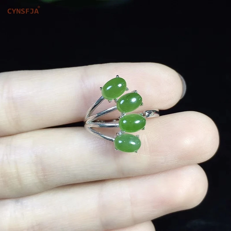 CYNSFJA, настоящее сертифицированное, натуральное, хотанская яшма, 925 пробы, серебро, ручной работы, хорошее ювелирное изделие, зеленый нефрит, кольца, регулируемые, лучшие подарки
