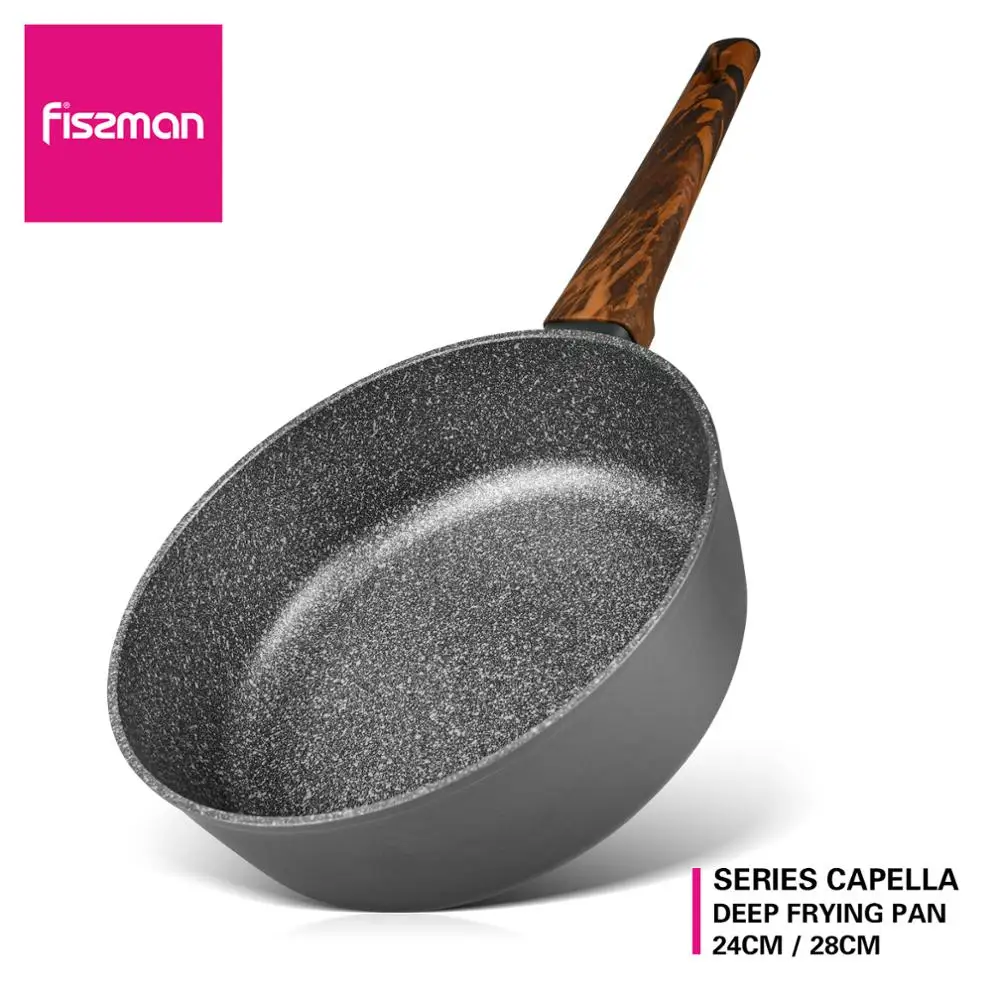 

FISSMAN Deep Frying Pan Durable Non-Stick Cookware Black Marble Coating Aluminium Induction Cooker CAPELLA Series