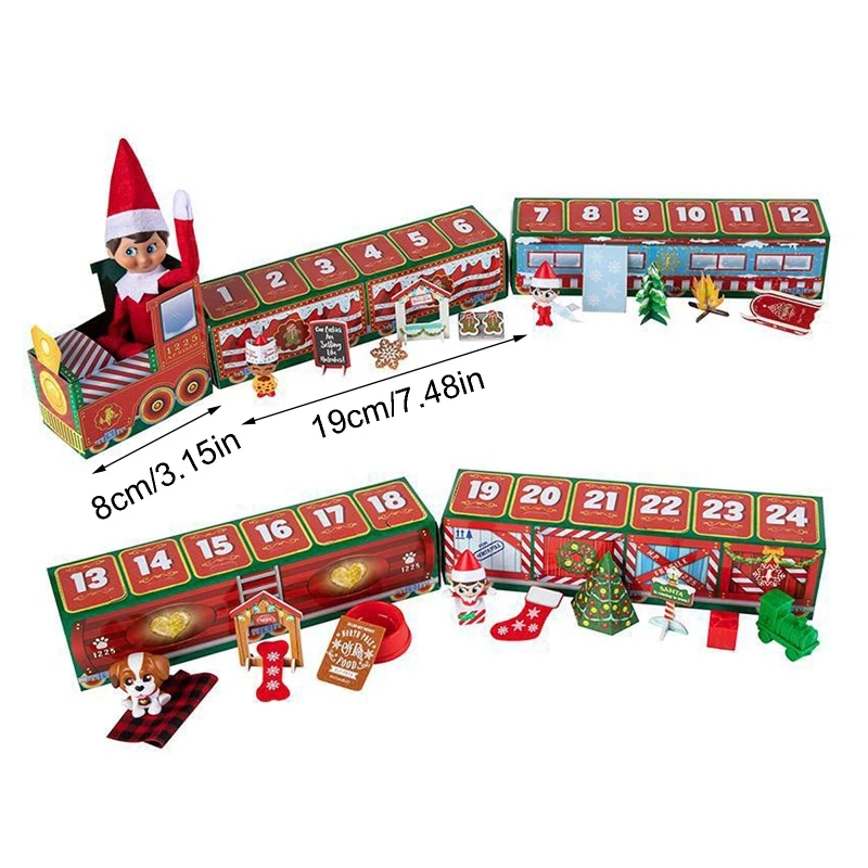 

1 Set Xmas Decorations Gifts for Kids Children Cartoon Christmas Elf Paper Train Toys