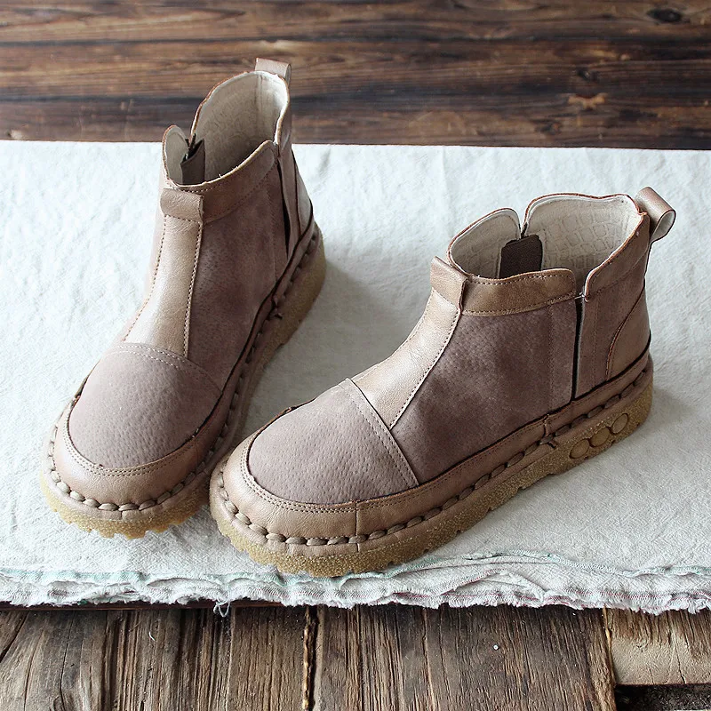 Careaymade-Retro short women's boots CASUAL BOOTS flat bottomed hand-made comfortable boots literature and art Boots