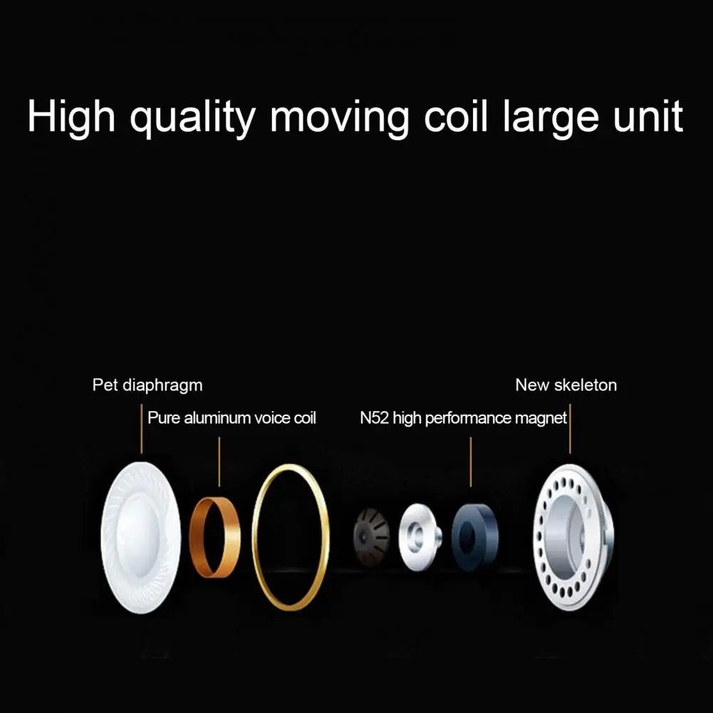 

JCALLY moving coil earphone EP01 flat head earphone machine HIFI heavy bass 3.5mm wired control music game eating chicken