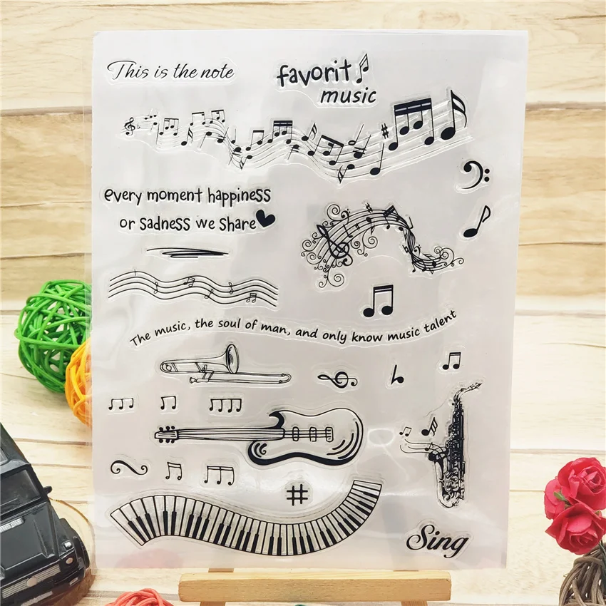 14x18 см с музыкальными нотами для фортепиано прозрачный печать прозрачные