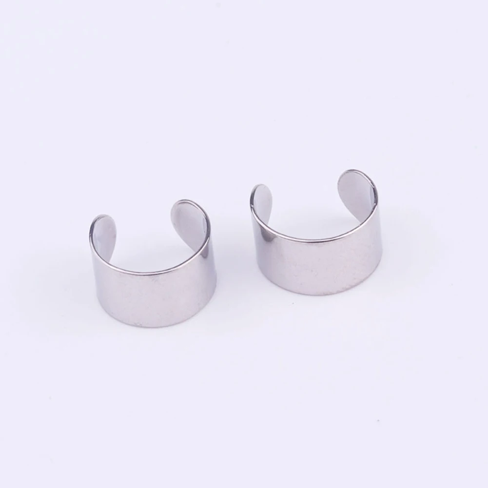 silver 1 шт., модные серьги-клипсы, манжета, поддельные серьги из нержавеющей стали, черный, золотой, серебряный, регулируемый размер, ушное кольцо - Окраска металла: silver