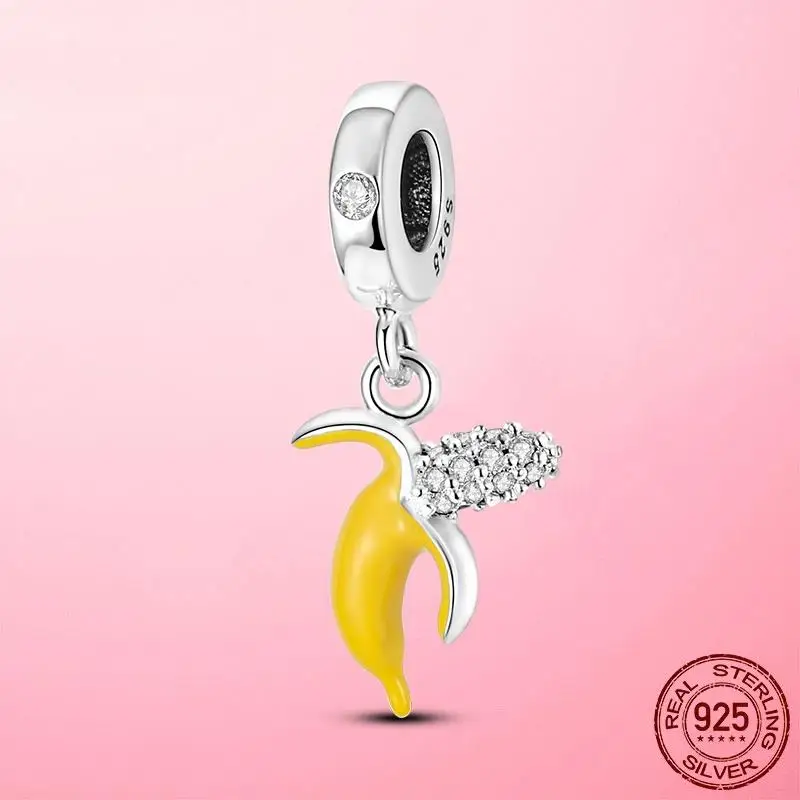 Модный серебряный цвет подвеска Очаровательная желтая эмаль брелок CZ