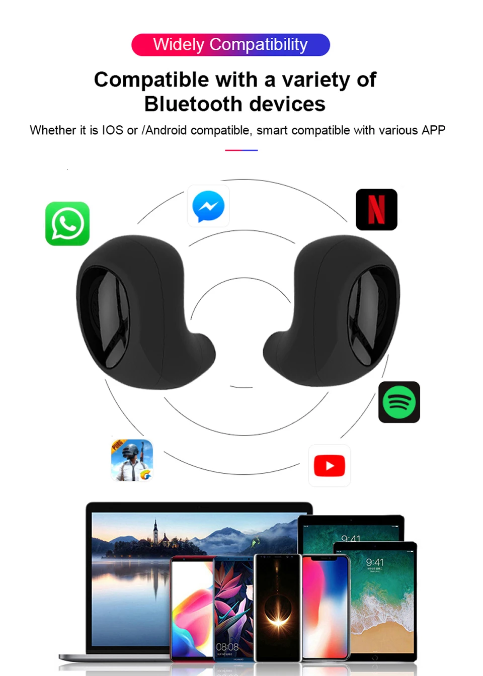 TWS Bluetooth 5,0 Беспроводные наушники с сенсорным управлением Гарнитура 3D стерео спортивные водонепроницаемые наушники с зарядным устройством для телефона