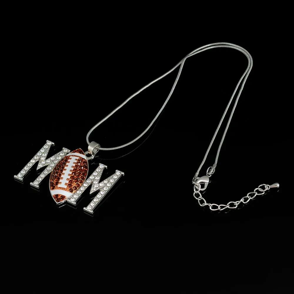 Fishhook Hyperbole Стразы Американский футбол ожерелье с подвеской мама для женщин и