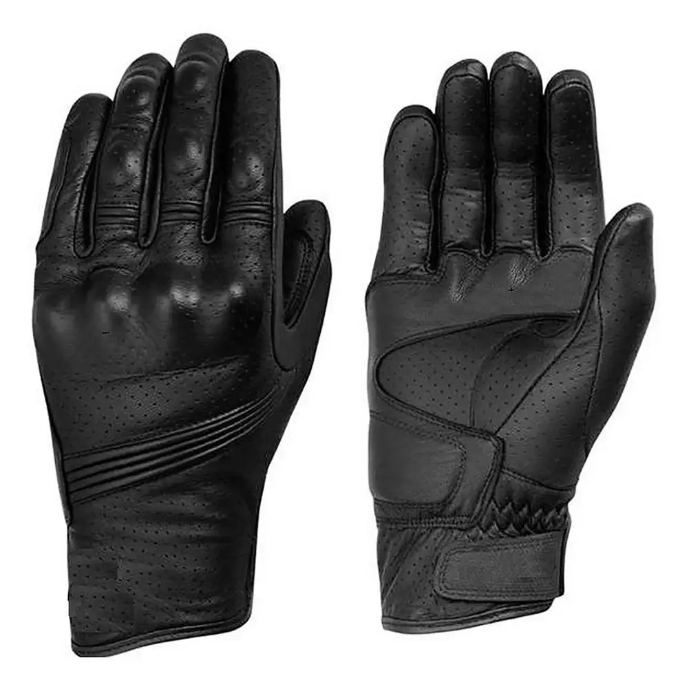 

Men/Women Motorcycle Gloves Sheepskin Moto Riding Gloves Vintage Black Cycling Gloves Off-Road Racing Equipment