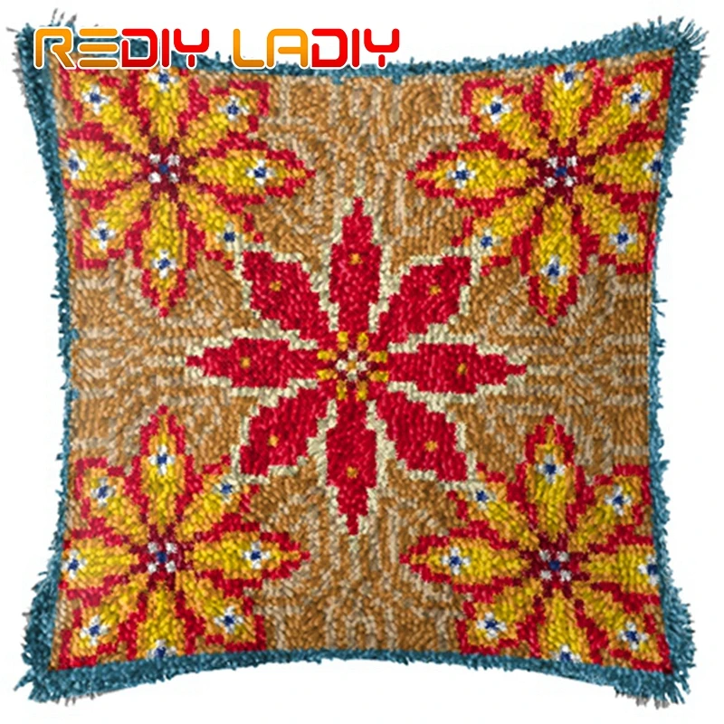 Latch Hook Cushion Pink Unicorn Pre-Printed Canvas Cover Acrylic Yarn Crochet Pillow Case Kits Hobby &amp Crafts Home Decor | Дом и сад