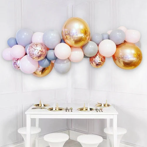 1 комплект (48 шт.) Смешанные розовые шары макарон серые латексные конфетти шарики