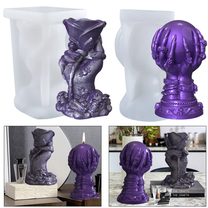 

DIY Spiral Twisted Stylish Rose Hand Silicone Mold Ghost Claw Magic Hand Candle Molds for Candle Making Crystal Epoxy Resin Mold