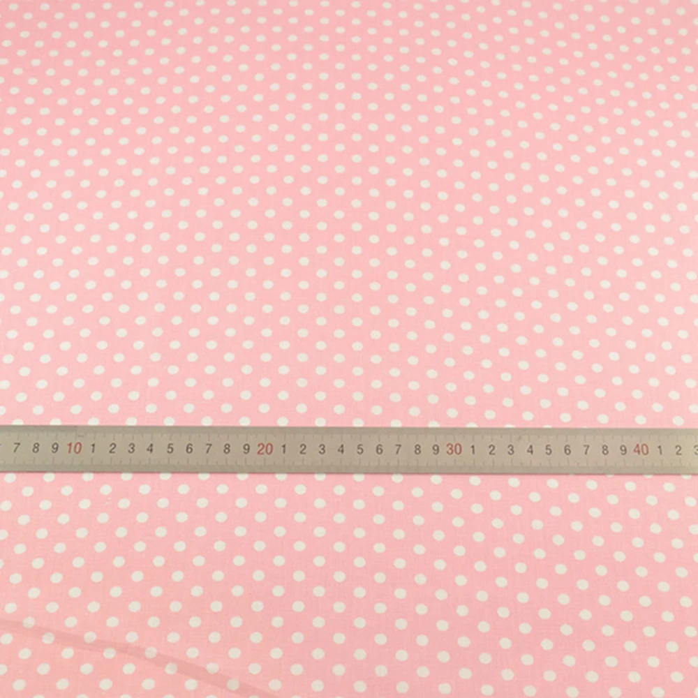 New White Dots Printed Pink Cotton Fabric Pre cut Fat Quarter Patchwork Tissue Crafts Dolls Fabrics Sewing for Doll's DIY|pink cotton