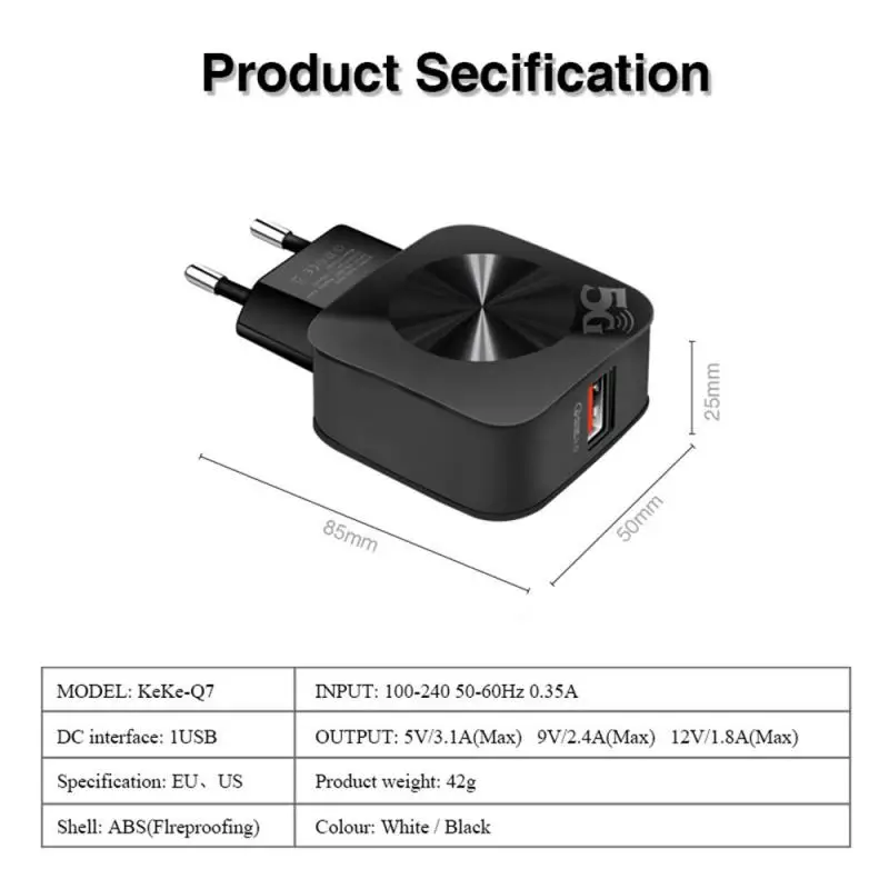 15 Вт QC 3 0 USB быстрая зарядка EU US штепсельная вилка настенное зарядное устройство