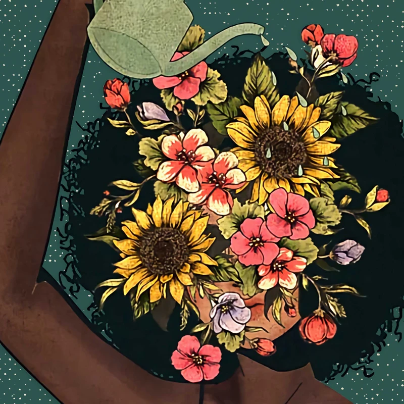 Черная девушка умственное здоровье плакат будьте добры к вашему разуму