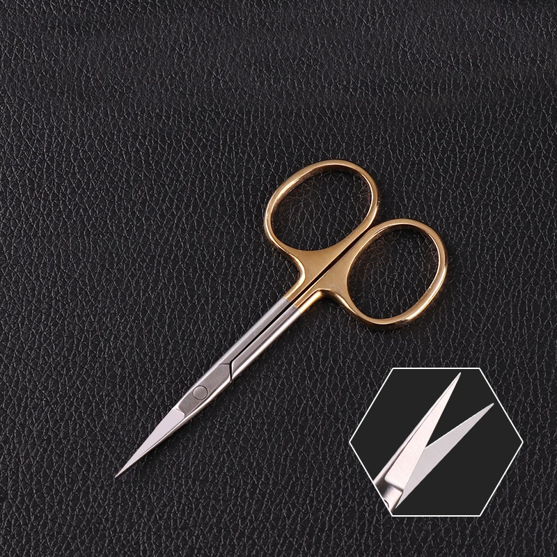 Ножницы с золотой ручкой для открытия век прямые колени Хирургический