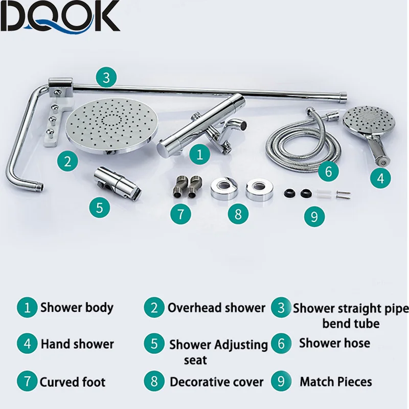 

Dqok torneira do chuveiro banheiro cromado conjunto misturador cachoeira sistema de chuva CN(Origin)