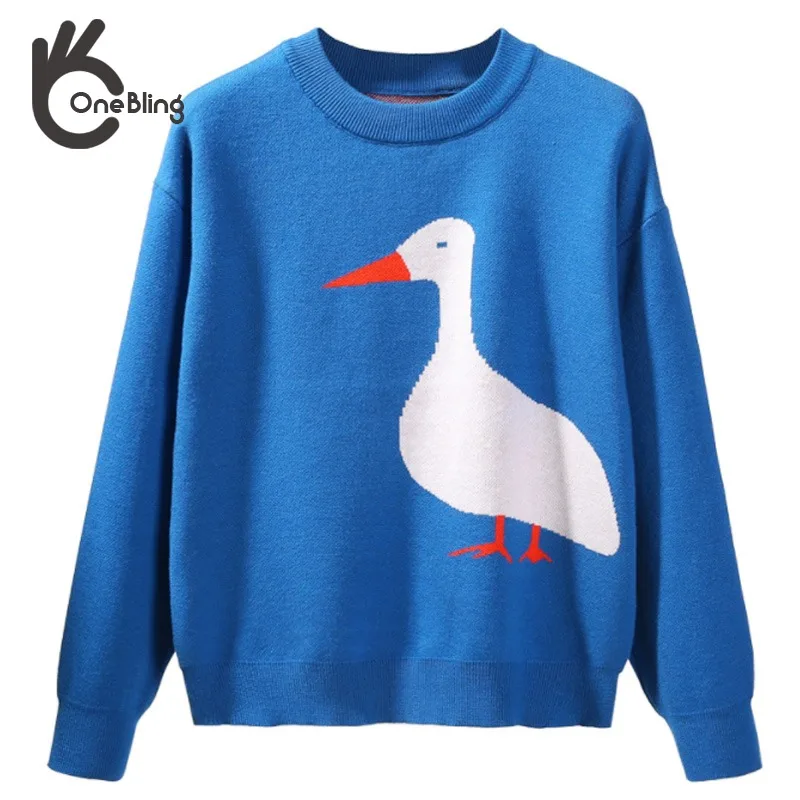 Женский трикотажный жаккардовый свитер с вышивкой на осень/зиму | Женская одежда