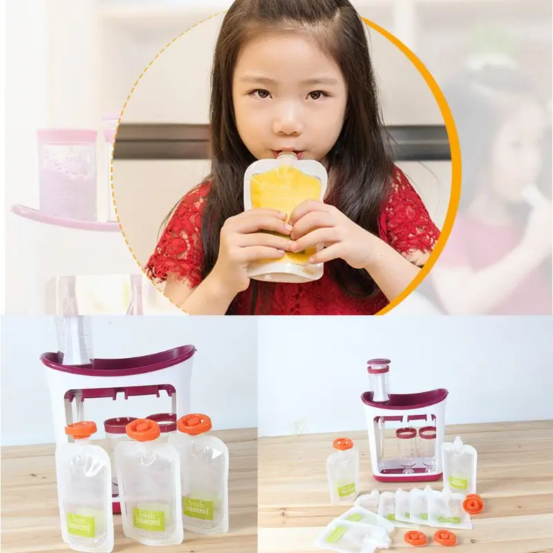 

Children Puree Squeezer Household Fruit Juice Dispenser Manual Baby Food Supplement Storage Bag Container