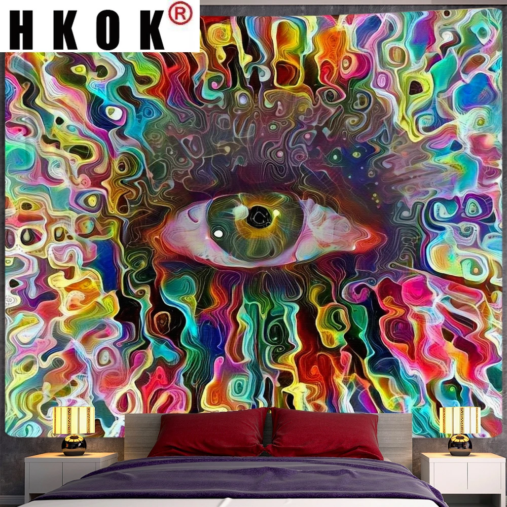 

HKOK Abstract Sketch Character Geometry Tapestry Hanging Covering Rugs Background Cloth Beach Mat Blanket Art Living Home Decor