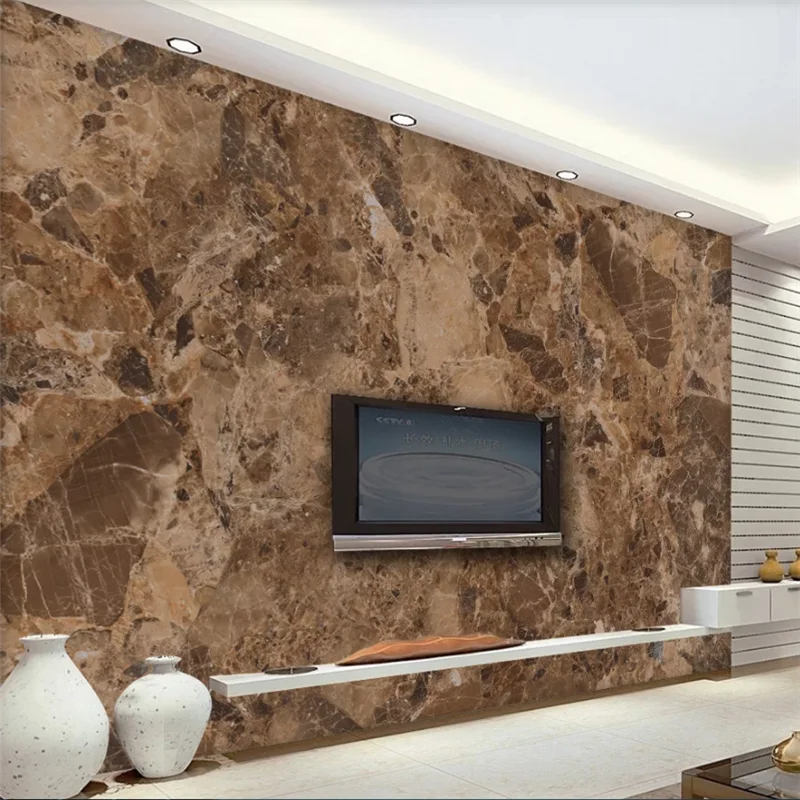 

Drop Shipping Custom Wallpaper 3d Mural Dark Brown Jade Slab Marbled Sofa Background Wall Papers Home Decor Papel De Parede 3d