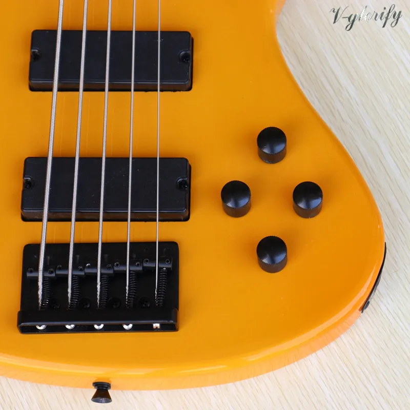 5 string fretless aber mit fret linie elektrische bass gitarre 43 zoll orange solid linde körper hochglanz finish bass gitarre free global shippi