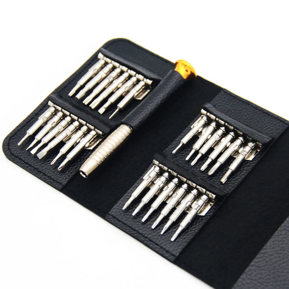 

Precision Screwdriver Set Repair Opening Tool Kit 25 in 1 with Leather Case for Mobile Phone Small Toy Disassemble Hand Tool Kit