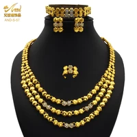 african jewelry set multilayer necklace bracelet square earrings for women gold color dubai wedding european jewelery gifts