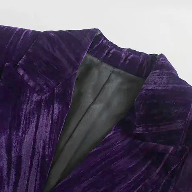 Осенне-зимние Бархатные блейзеры и куртки женские винтажные фиолетовые Шикарные