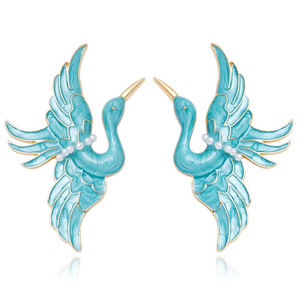 Эмалированная булавка в китайском стиле виде Журавля винтажные металлические