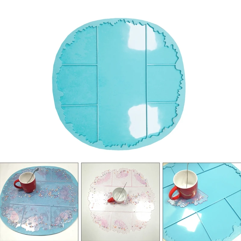 

Coaster Tray Epoxy Resin Mold Cup Mat Pad Silicone Mould DIY Crafts Casting Tool LX9E