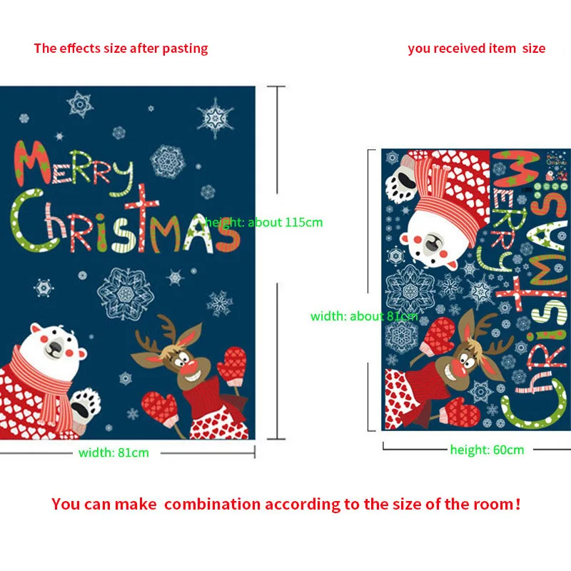 Оформление Рождество Санта Клаус снеговик лося окно витрина стекло липкий