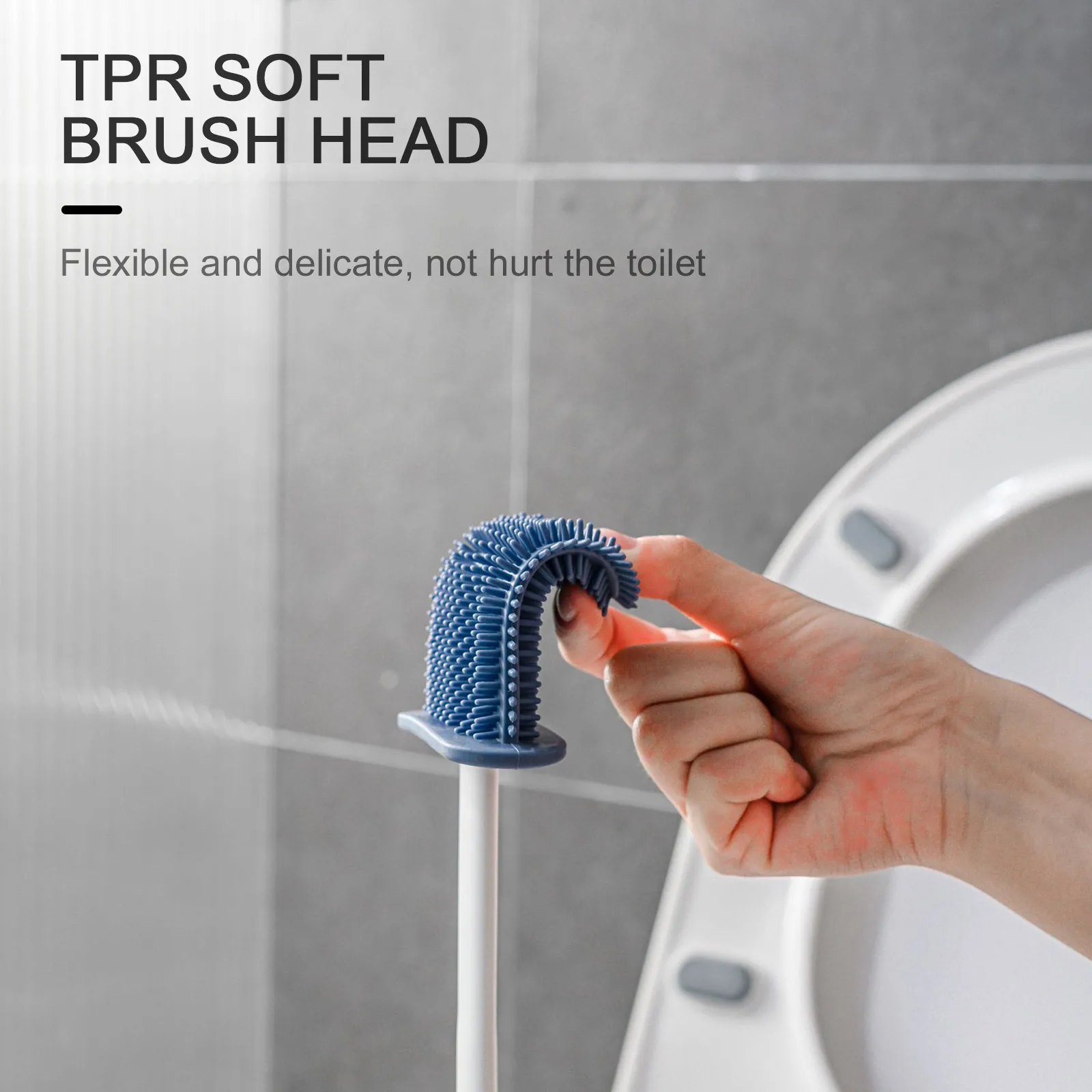 

Wall Mount Toilet Brush Set Long Handle Bathroom Soft Brush And Holder With Lid Thoroughly Clean Any Corner Lightweight Durable