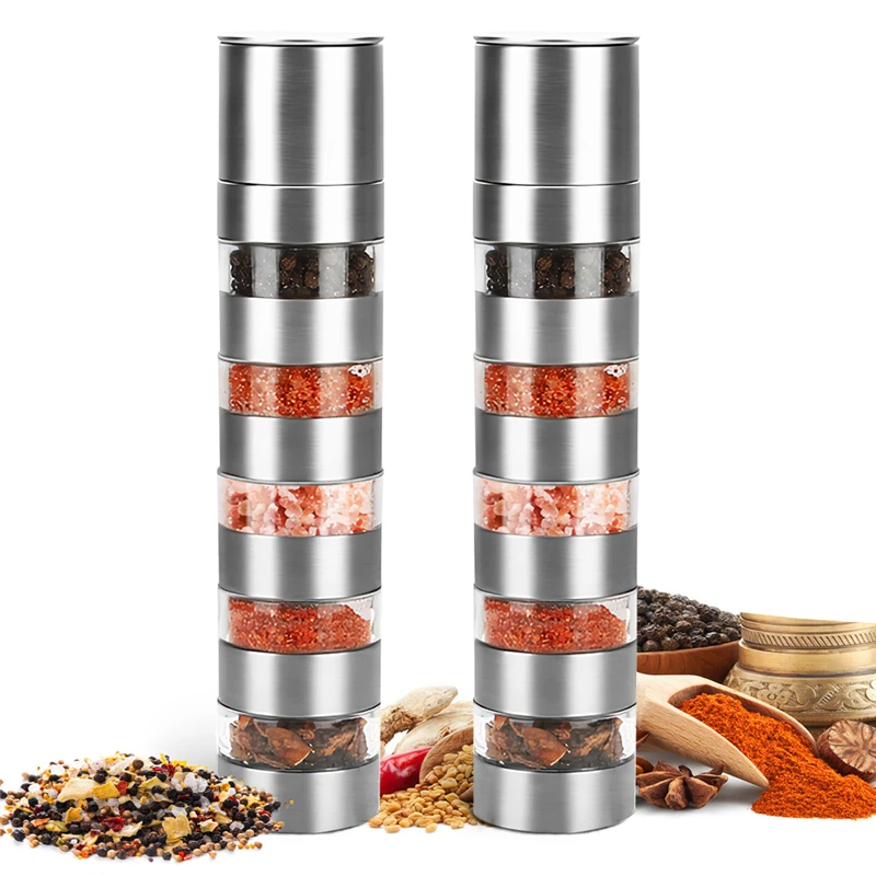 Ручная мельница для соли и перца из нержавеющей стали Многоуровневая шейкер