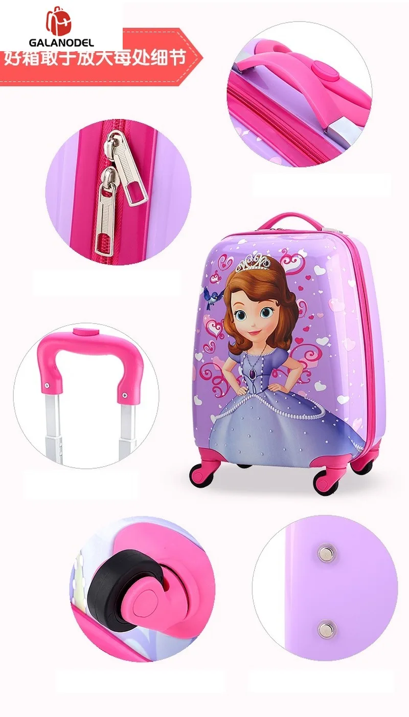 Children's Cartoon Suitcase Child Trolley Case Luggage Kids Schoolbags Travel Suitcase with Wheels 3D 18inch Case Kid's Toys Box