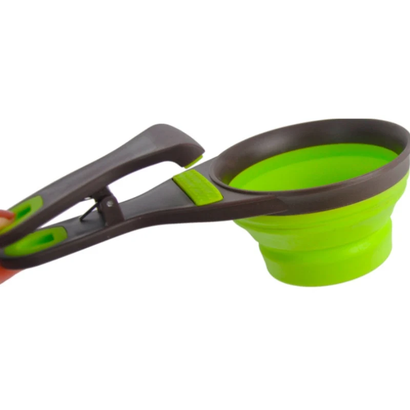 Pet Забавный Еда ложка для кормления складной клип уплотнения мерная чашки миска