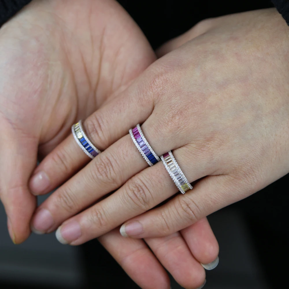 Новинка обручальное кольцо радужного цвета с фианитом для женщин роскошное