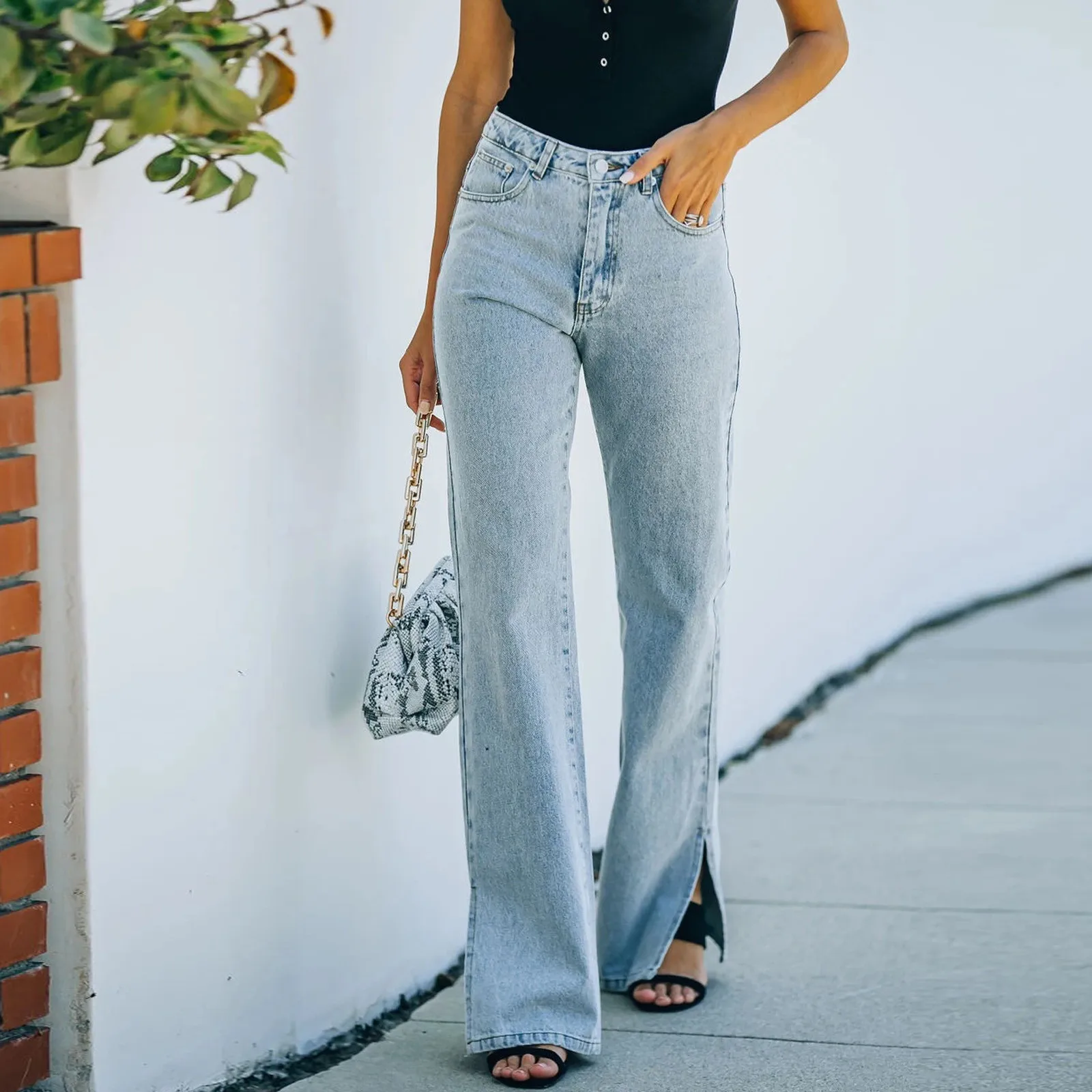 

Woman Jeans High Waist Clothes Wide Leg Denim Clothing Blue Streetwear Vintage Quality 2021 Fashion Harajuku Straight Pants