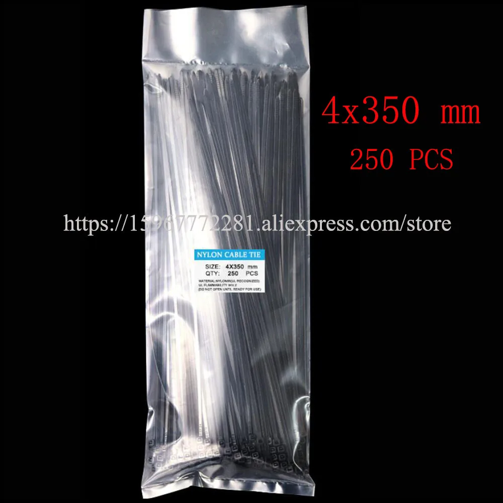 

250PCS Self-locking Nylon Cable Ties 4x350mm cable tie Assorted multicolor Plastic Zip Tie Loop Wire Wrap Zip Ties Many colors