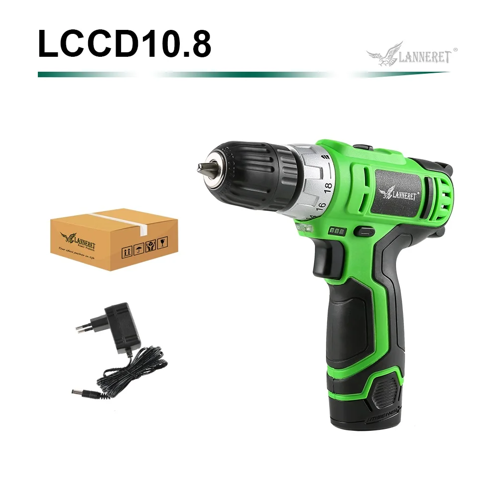 10.8V-SET1 LANNERET 10,8 В Электрическая аккумуляторная дрель 18+ 1 установка крутящего момента 2 скорости перезаряжаемая Беспроводная мощность Драйвер электроинструмент - Цвет: 10.8V-SET1
