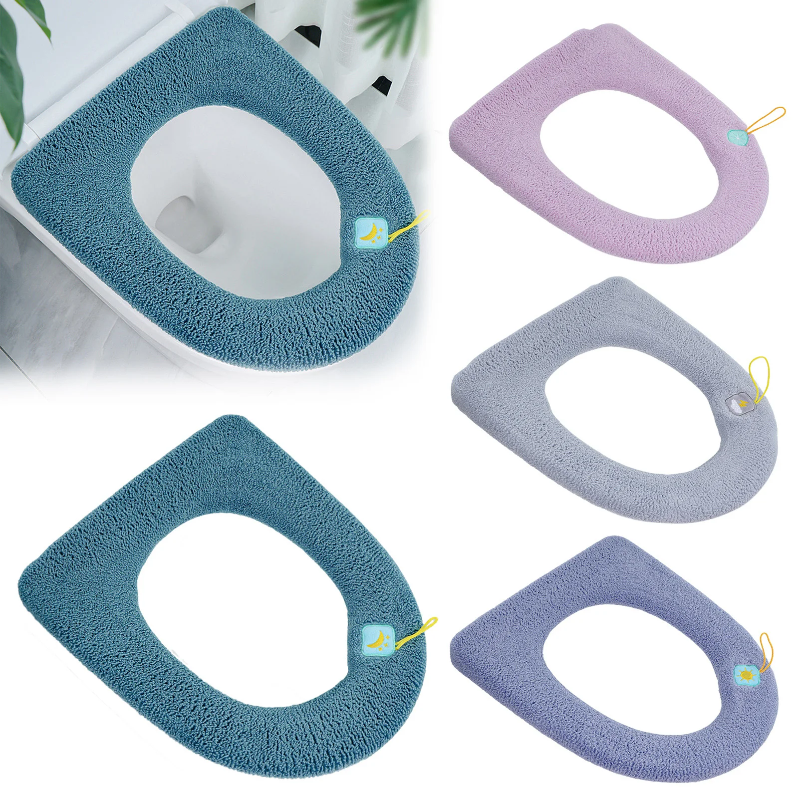 

Чехол на сиденье унитаза, теплый мягкий зимний чехол для унитаза, легко устанавливается, легко отстегивается, моющиеся подкладки для ванной...