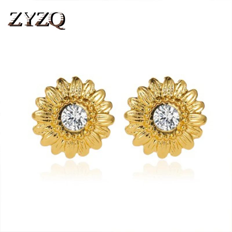 ZYZQ романтические серьги-гвоздики с цветком маргаритки модные розовые золотые
