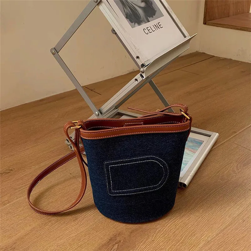 Denim Bucket Bag Canvas Luxury for Women Summer Retro Style Cowboy Shoulder Bag Big Capacity Lovely Exquisite Hihg Quality