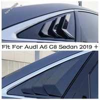 rear quarter panel window side louver vent trim 2pcs fit for audi a6 c8 sedan 2019 2022 black carbon fiber style accessories