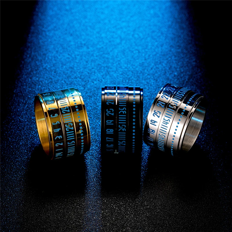 

Fashion Glow In Night Time Spinner Rings for Women Luxury Designs Luminous Stainless Steel Jewelry Birthday Gifts Size 7-12