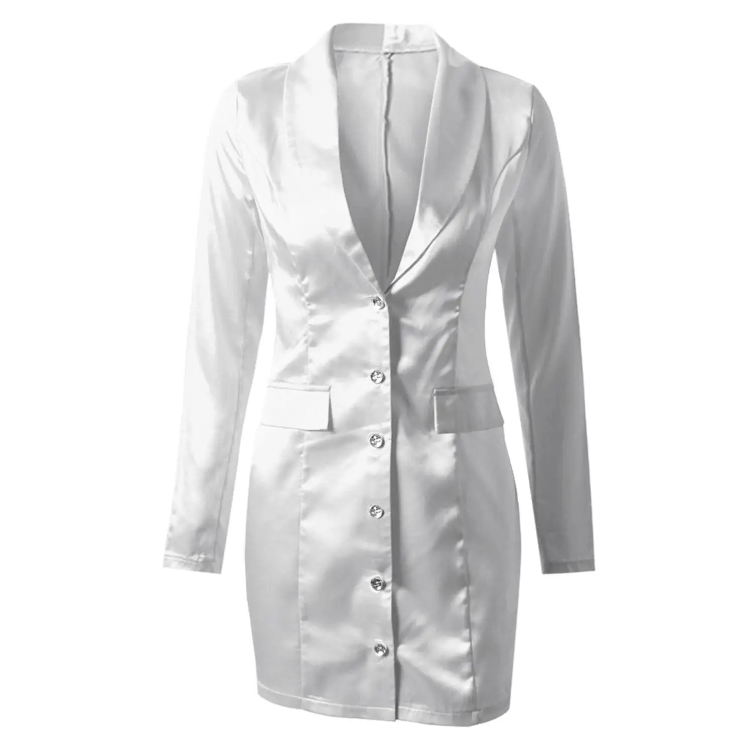 Женский флуоресцентный Блейзер элегантное осеннее платье с длинным рукавом