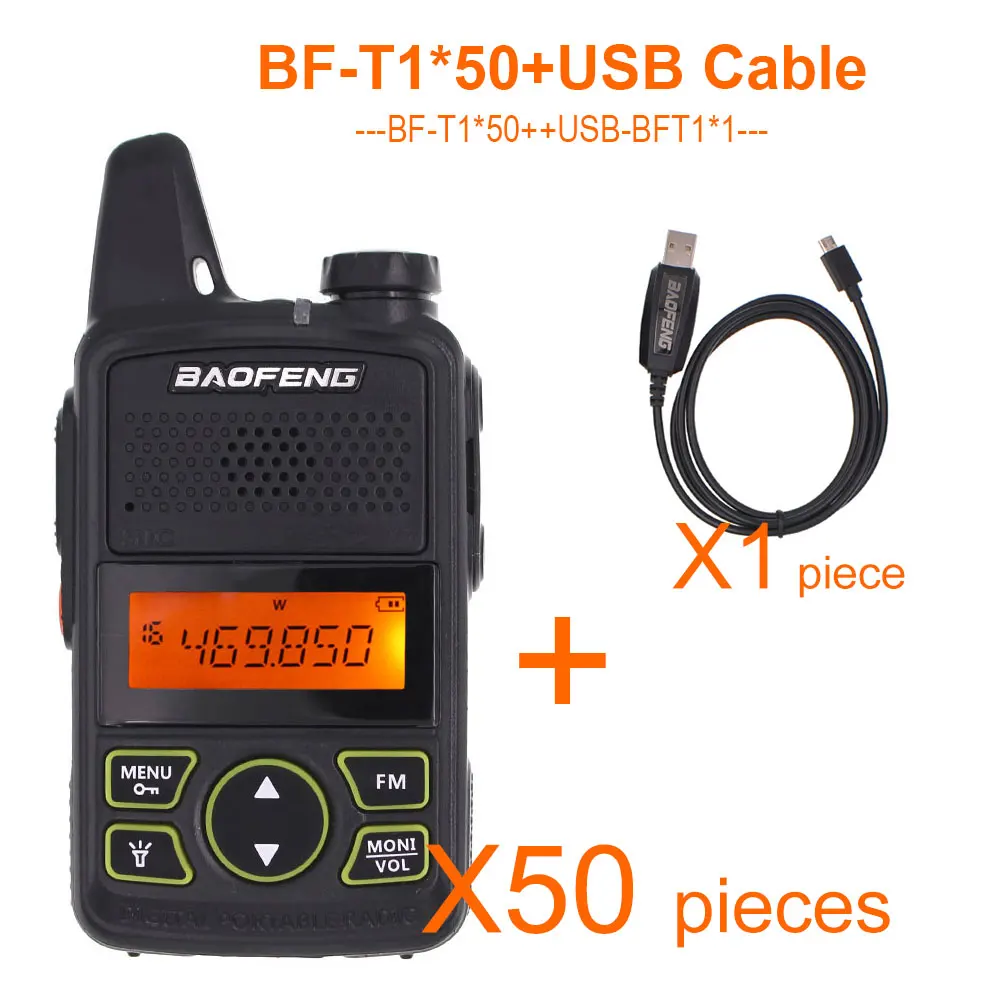 BF-T1 WITH cable BAOFENG T1 мини двухстороннее радио BF-T1 портативная рация UHF 400-470mhz 20CH портативная Ham FM CB радио портативный приемопередатчик - Цвет: BF-T1 WITH cable