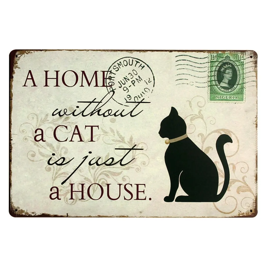 

Вырезанные знаки с кошками, Настенный декор, металлические жестяные знаки, винтажный принт с животными для дома, сада, фермы, украшение 12x8 дю...