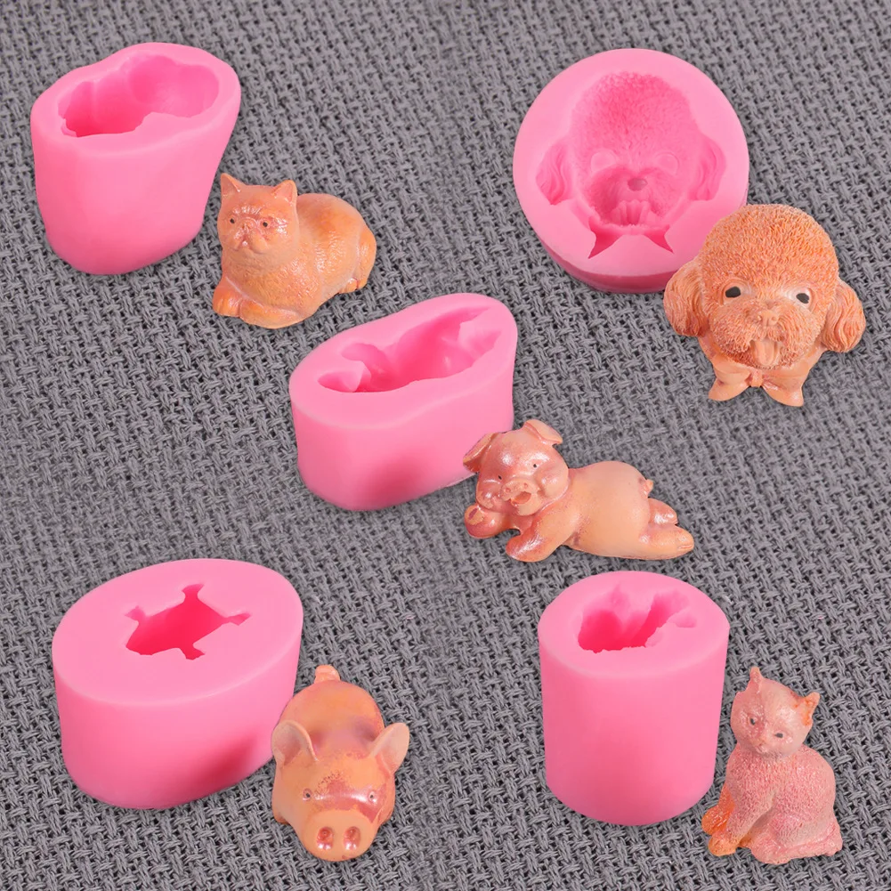 

Dirty Dog Mousse Fondant Silicone Mold Kitten Piglet Crystal Aromatherapy Plaster Ornaments Moulds Baking Cake Decorating Tools